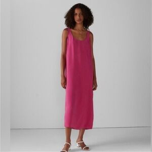 Club Monaco Cupro Slip Dress — Medium — Fuchsia Pink, Layered, Side Slits